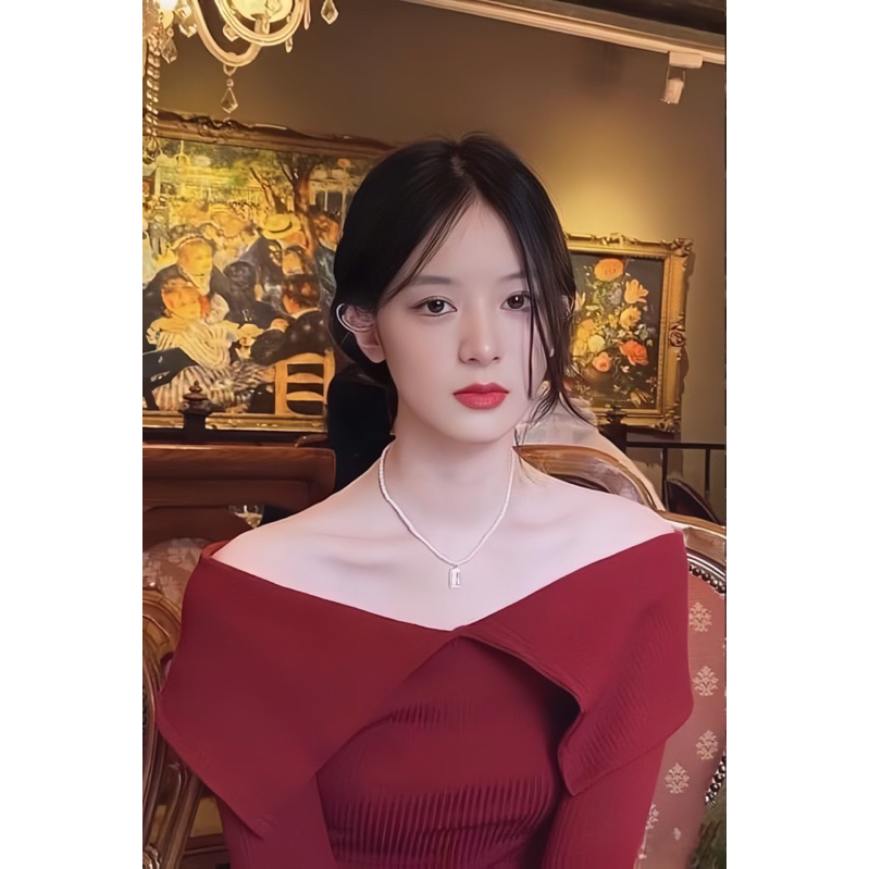 Áo kiểu dài tay trễ vai màu đỏ giáng sinh noel 🌲