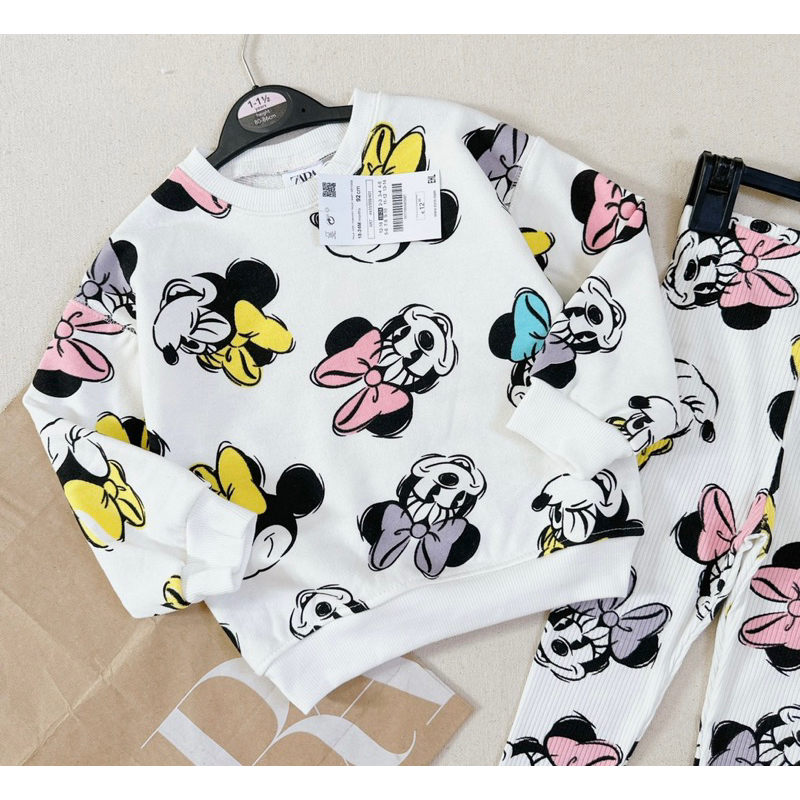 ✨MALINHKID✨BN079- Bộ nỉ CHUỘT XANH da cá mix quần legging tăm trẻ em VNXK