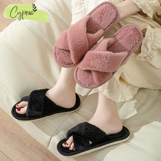 Dép lông quai chéo đi trong nhà cho nữ đế chống trượt / dép văn phòng / dép bông - D18