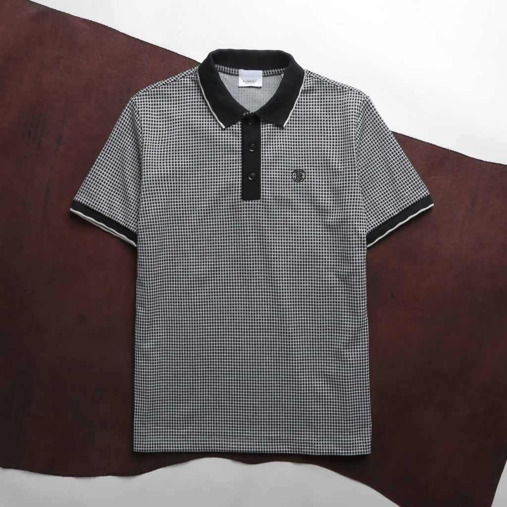 Áo Polo Nam BBR Ngắn Tay Họa Tiết Kẻ, Form slim, vải cotton gai, thấm hút, Hàng VNXK - PB41