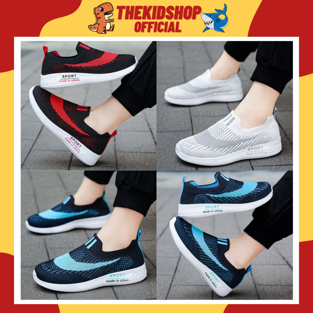 Giày Lười Bé Trai Bé Gái Lưới Thoáng Khí, Giày Thể Thao Lưới Siêu Nhẹ, Chống Trượt Cho Bé 4-15 Tuổi A199 THE KID SHOP