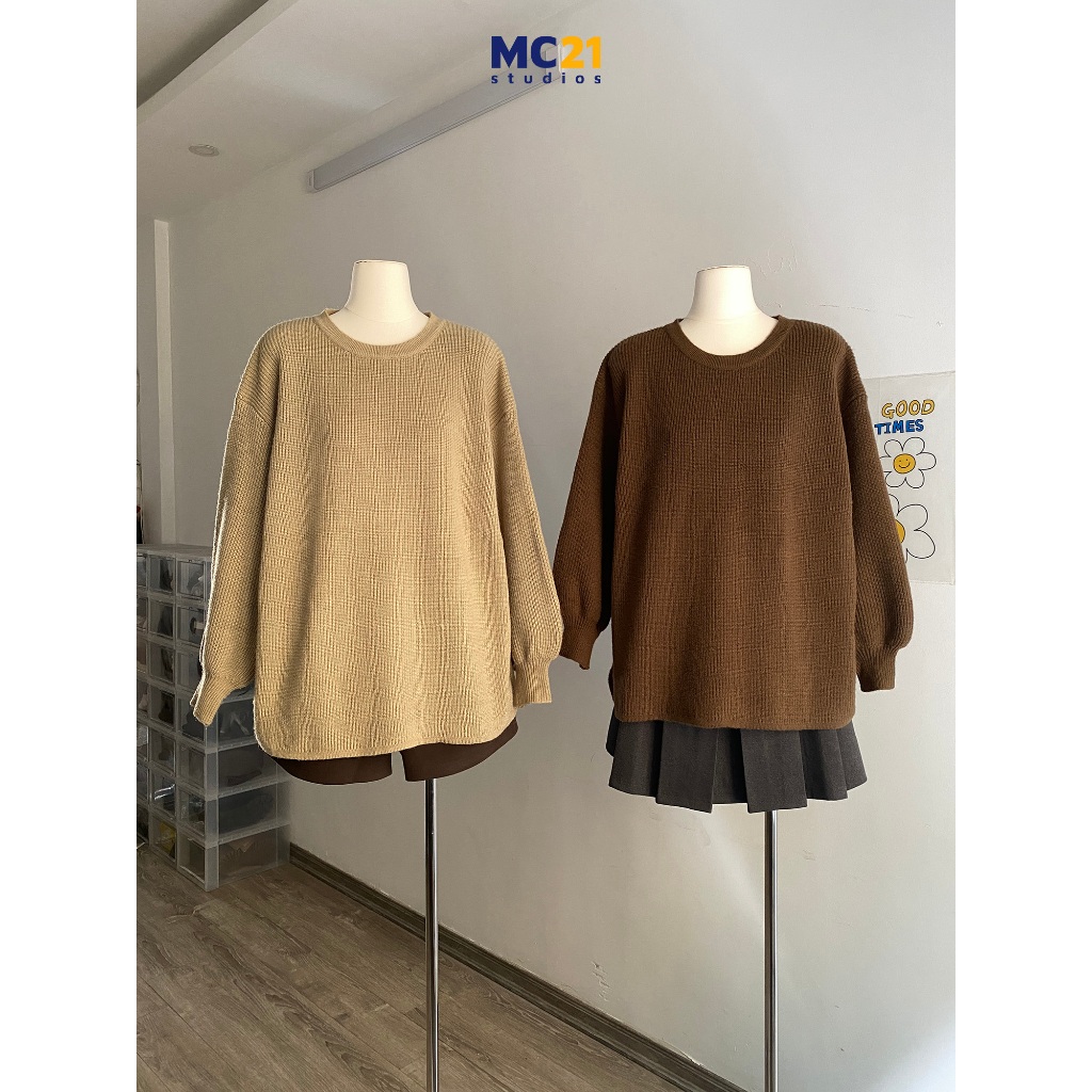 Áo len MC21.STUDIOS sweater oversize form rộng Ulzzang Streetwear Hàn Quốc chất len mềm mịn dày dặn cao cấp A3839