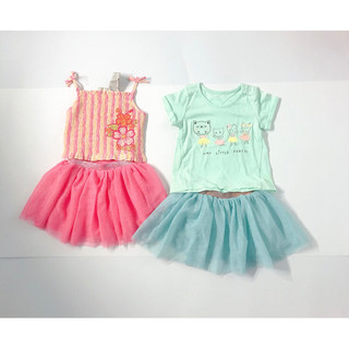 Set áo phông và chân váy voan dư xịn bé gái