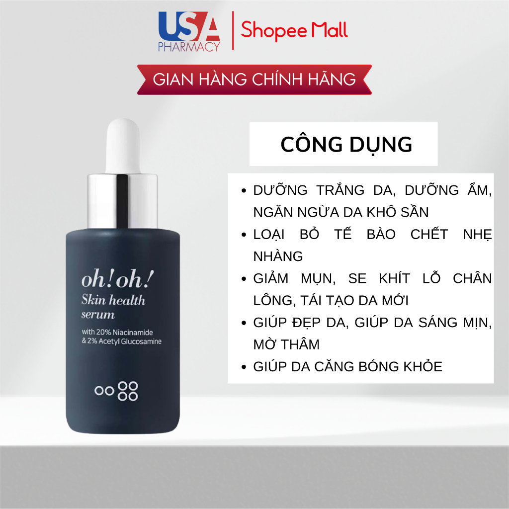 Serum SWISSE Oh!Oh 20% Niacinamide Se Khít Chân Lông, Sáng Da, Mờ Thâm