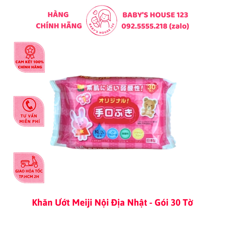 Khăn Ướt Meiji Nội Địa Nhật - Gói 30 Tờ