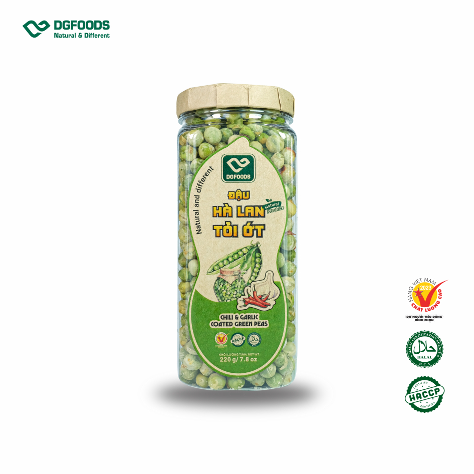 Đậu hà lan tỏi ớt 220g DGfoods/Chili & garlic coated green peas/Non GMO/DGfoods/HVNCLC/HACCP/HALAL/Đặc sản Cần Thơ,Tết