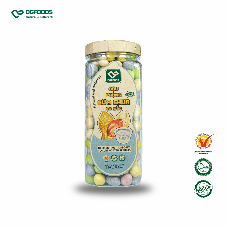 Đậu phộng sữa chua 250g DGfoods/Natural multi-colored yogurt coated peanuts/ăn chay/Đặc sản Cần Thơ,HVNCLC/HACCP/HALAL