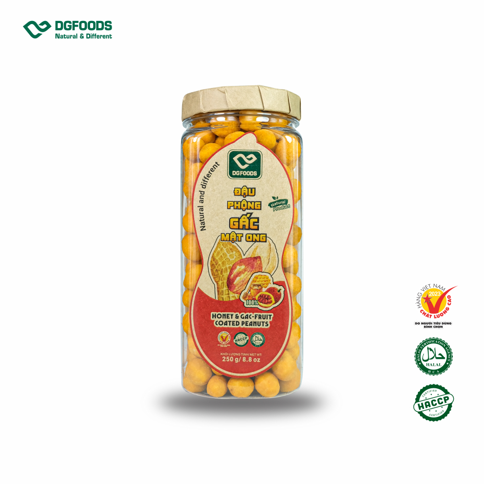 Đậu phộng gấc mật ong 250g DGfoods/Honey & gac-fruit coated peanuts/HVNCLCL/ HACCP/ HALAL/ đặc sản cần thơ