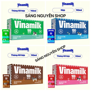 Thùng 48 Hộp x 110ml Sữa Tươi Có  Đường - Ít Đường Vinamilk 100% ( Date Mới )