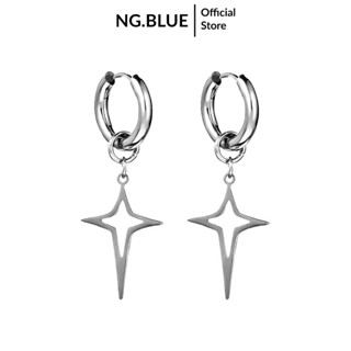 Bông tai khuyên tai kẹp vành xỏ lỗ nam nữ hình ngôi sao dáng dài đẹp cá tính thép titan không gỉ bạc tròn