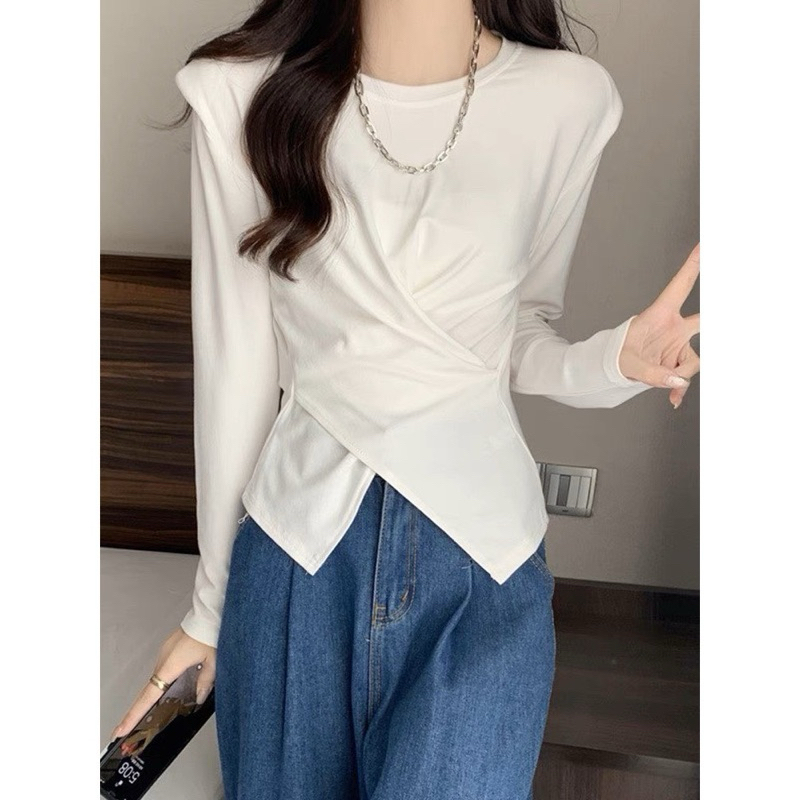 Áo Thun Tay Dài Chéo Vạt Chất Bo Tăm