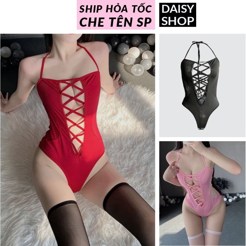 Bodysuit đan ngực tôn dáng eo gợi cảm - váy ngủ 2 dây sexy buộc dây lưng mới lạ