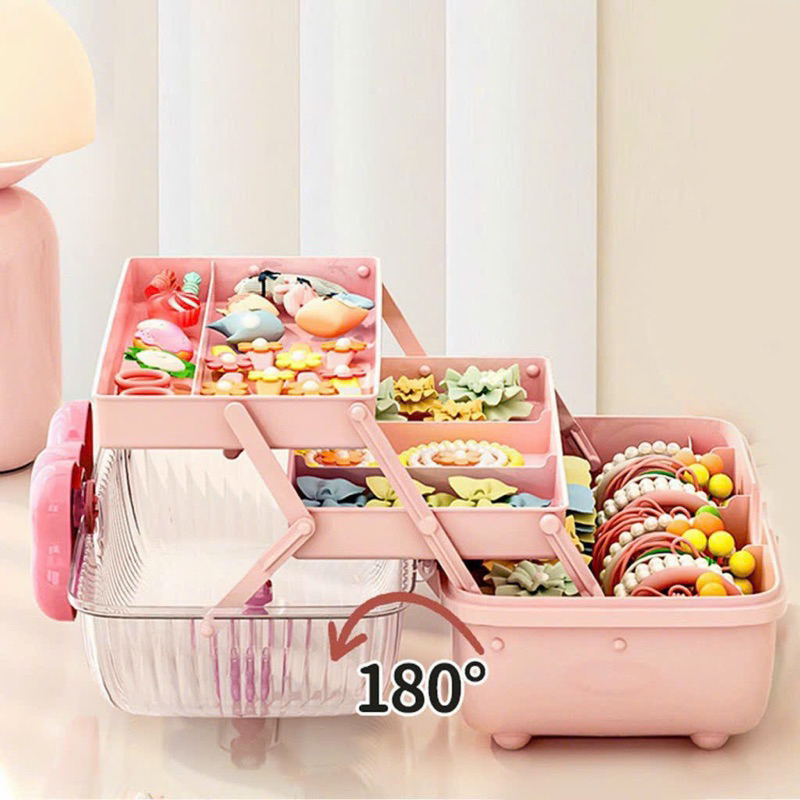 Hộp Đựng Phụ Kiện Trang Sức / Kẹp Tóc Tiện Dụng Cho Bé Gái, Hộp đựng đồ đa năng Thiết kế 3 tầng