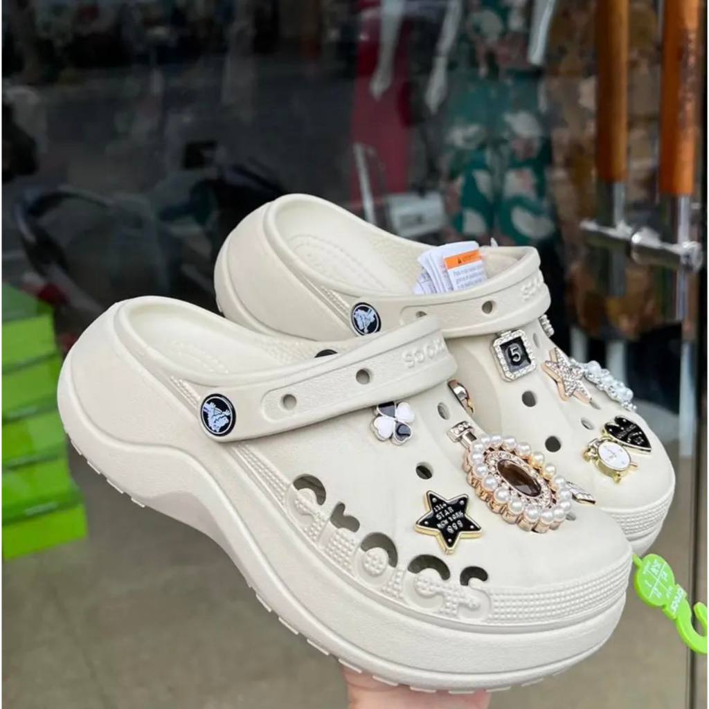 Dép Sục Cross Baya Unisex Có Quai sau Đế Cao Tặng Kèm 10 Sticker 3D Phong Cách Hàn Quốc