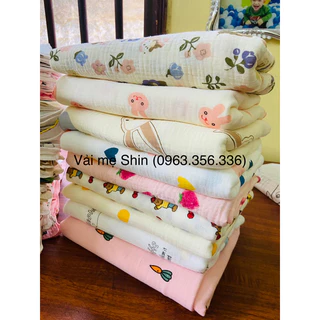 Vải xô nhăn muslin cao cấp 2 lớp chọn mẫu (1m)