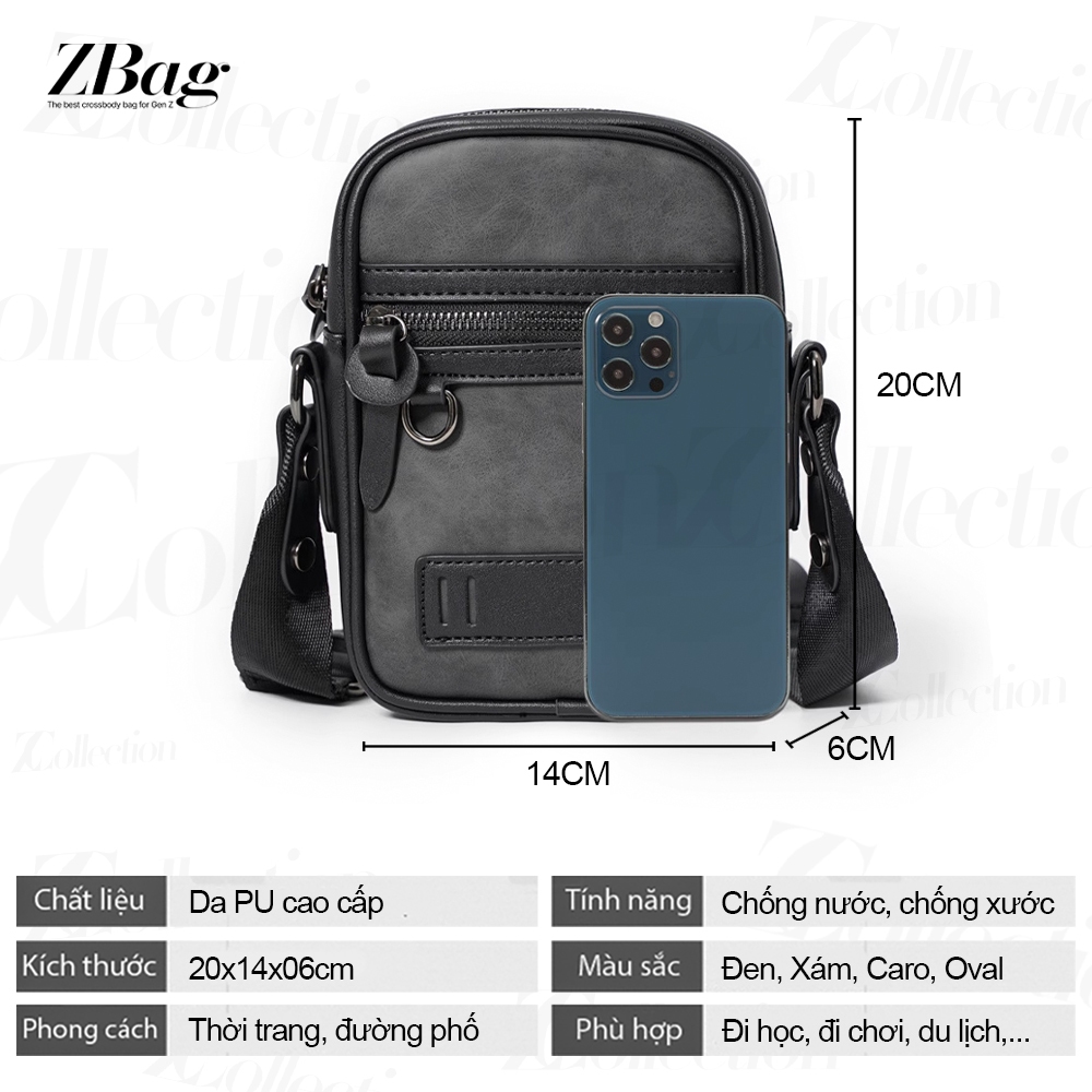 Túi đeo chéo nam nhỏ gọn dáng đứng thời trang , Túi chéo nam da PU cao cấp , Túi xách nam đeo chéo đẹp mã TD16