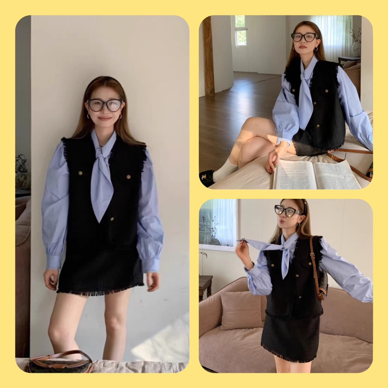Set Ghile Đen ( Không Kèm Áo Sơmi Xanh )