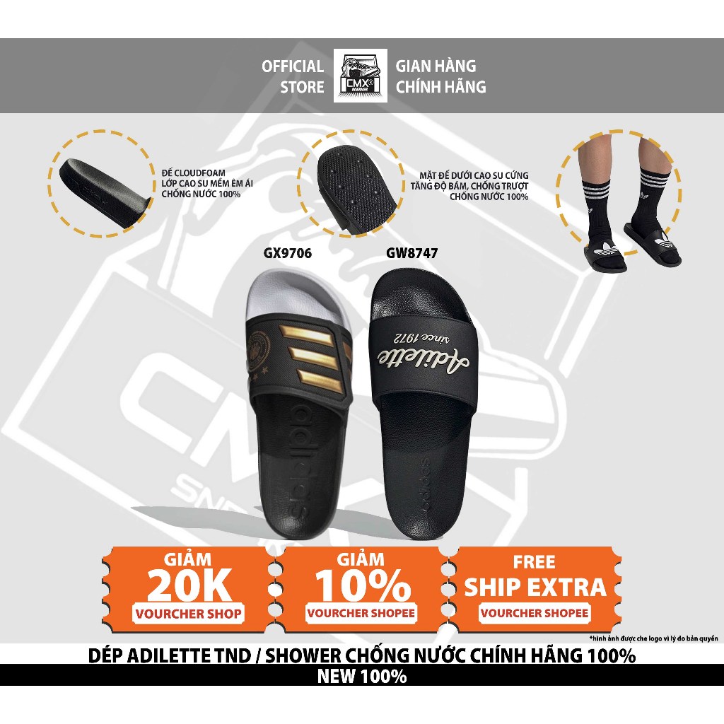 😘  Dép 𝘼𝒅𝙞𝒅𝙖𝒔 Adilette SHOWER 1972 / TND DEUTSCHER  - REAL AUTHENTIC 100%