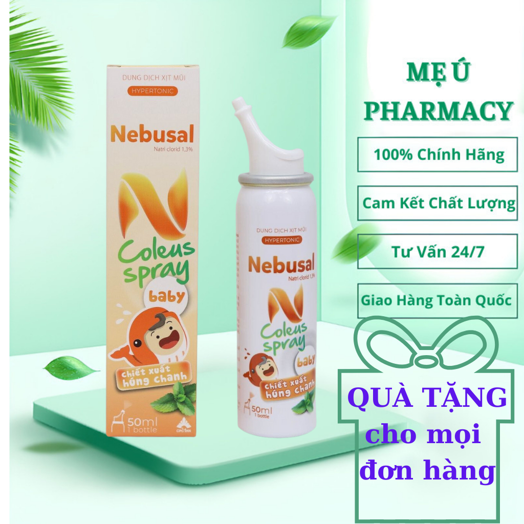 Dung Dịch Xịt Mũi Nebusal Spray Chiết Xuất Húng Chanh Giảm Nghẹt Mũi Và Sổ Mũi Cho Trẻ 50ml