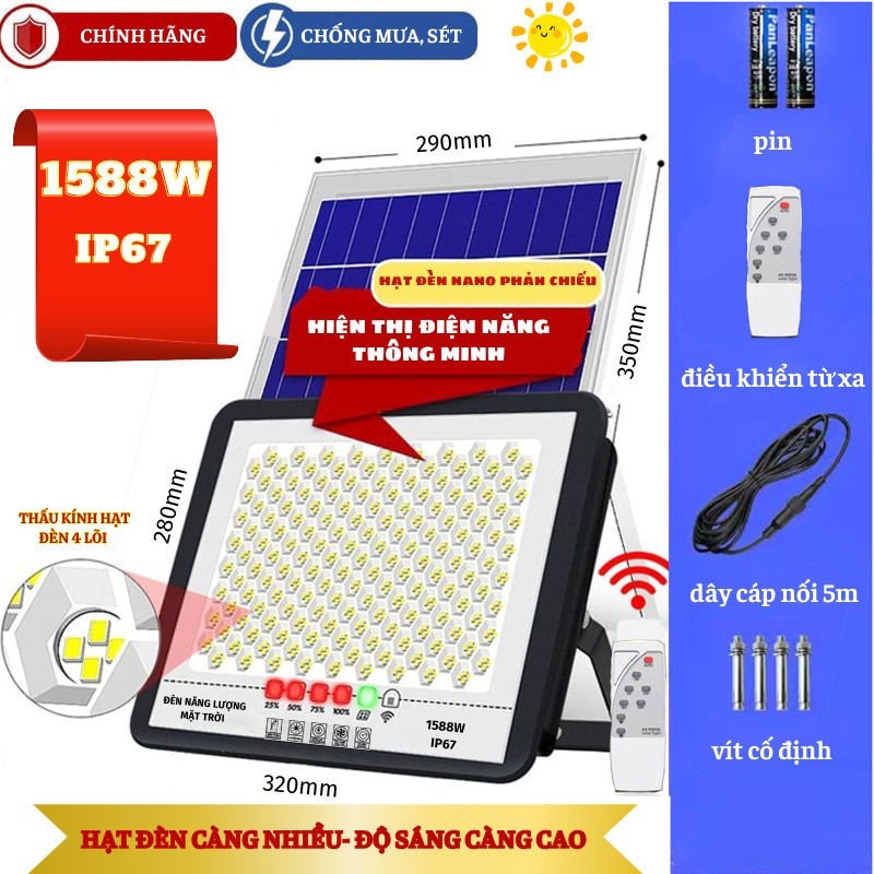 Đèn Led Năng Lượng Mặt Trời 1588W Alisa Chống Nước IP67 Siêu Sáng Tiết Kiệm Điện