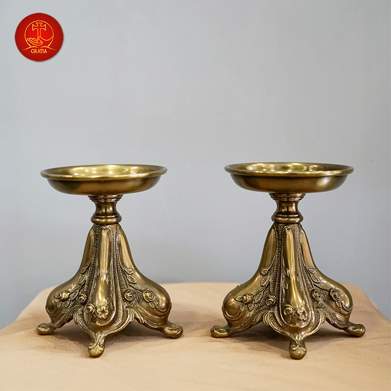 Chân nến hoa hồng - Vật Phẩm Công Giáo Gratia - Tượng Công Giáo - Tượng đồng