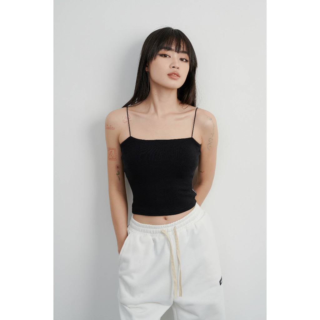 Áo croptop nữ 2 dây có mút ngực cao cấp THE KIM , áo hai dây sợi bún 100% cotton A107