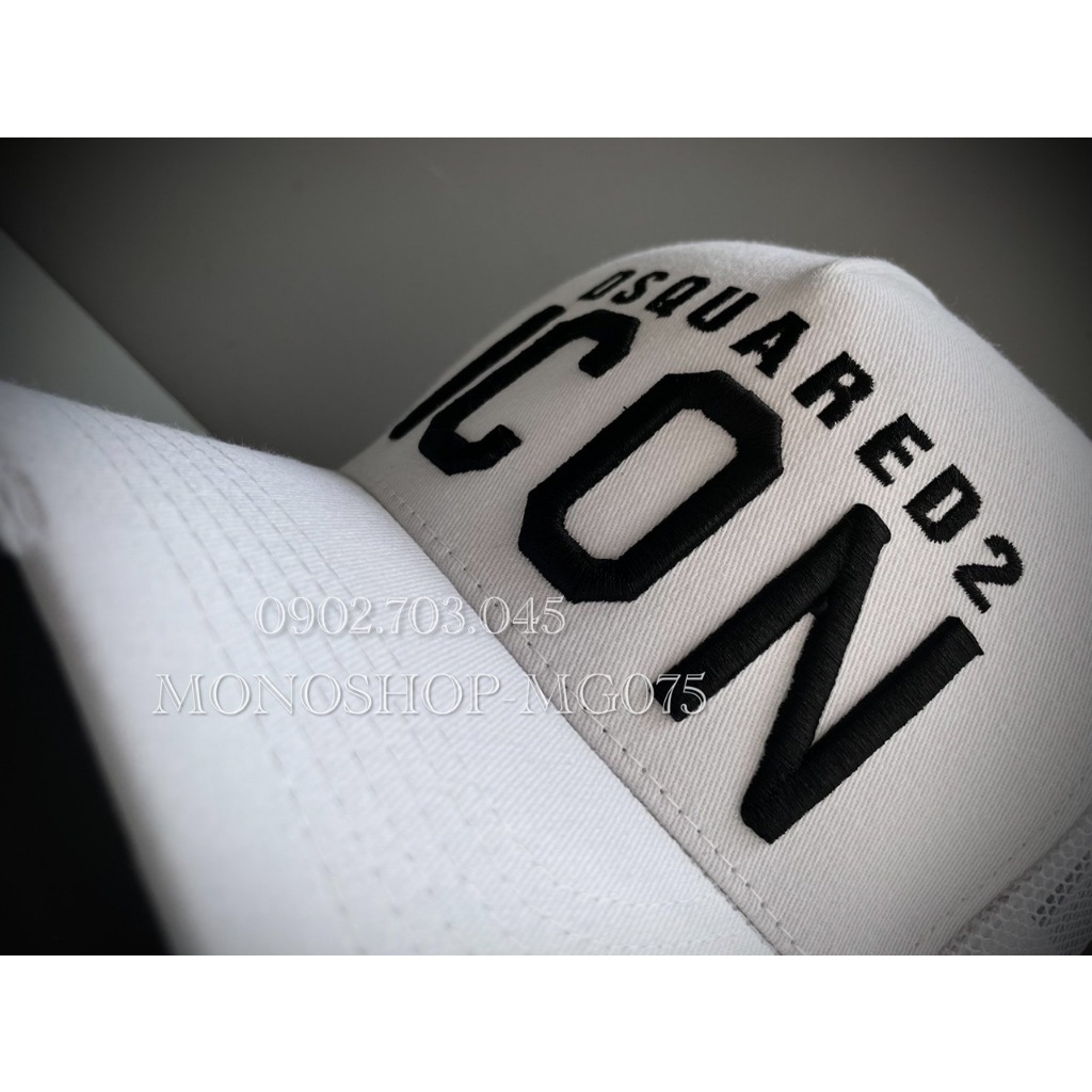 Nón kết Mũ lưỡi trai lưới Mesh Cap nam nữ thoáng khí thêu chữ ICON DSQ màu trắng MG075