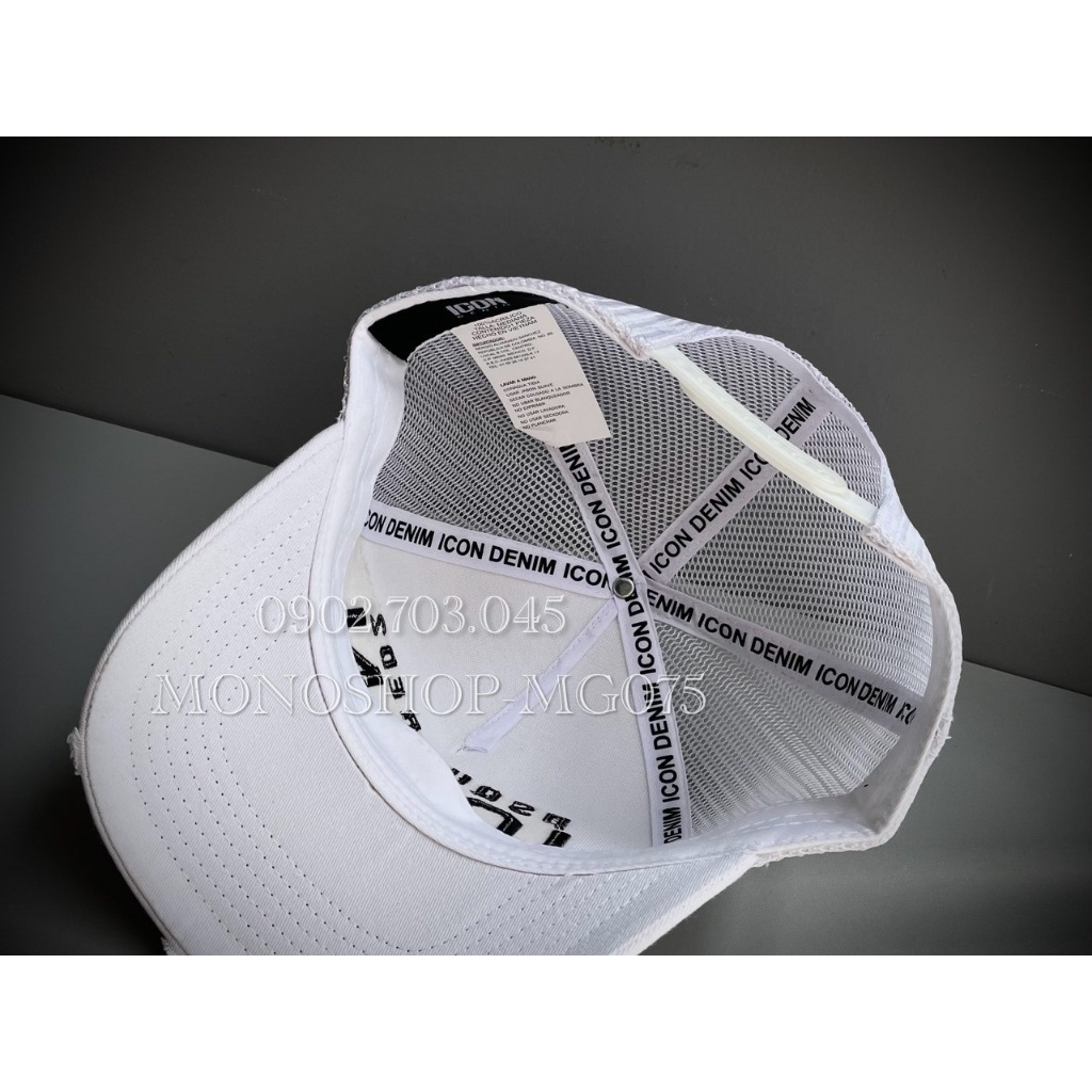 Nón kết Mũ lưỡi trai lưới Mesh Cap nam nữ thoáng khí thêu chữ ICON DSQ màu trắng MG075