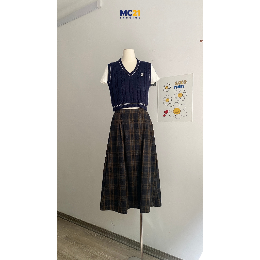 Áo gile len MC21.STUDIOS dáng ngắn croptop freesize nữ Ulzzang Streetwear Hàn Quốc vải mềm xịn A3856