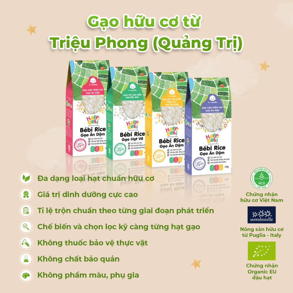 Gạo Hữu Cơ Cho Bé Ăn Dặm ORGANIC LIFE Bebi Rice 450g Giàu Dinh Dưỡng Không Chất Bảo Quản