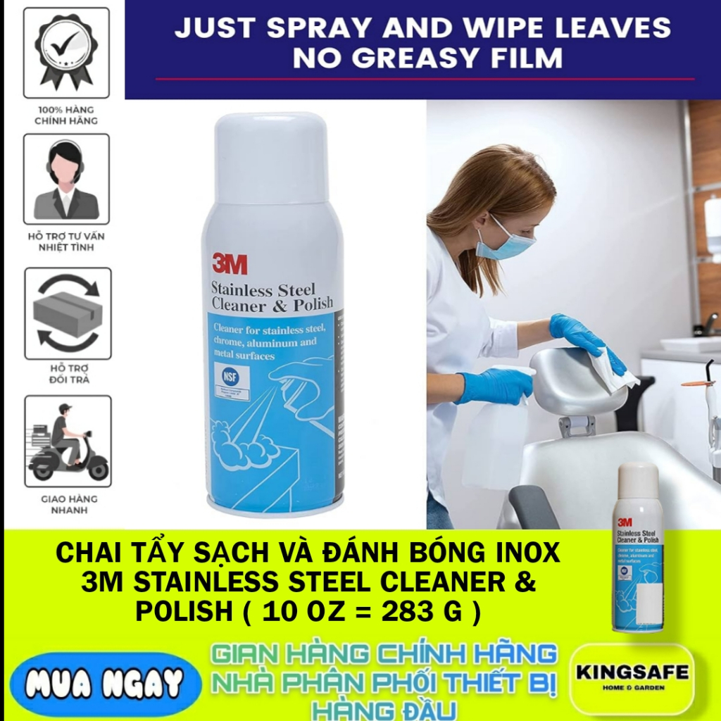 CHAI TẨY SẠCH VÀ ĐÁNH BÓNG INOX 3M STAINLESS STEEL CLEANER & POLISH
