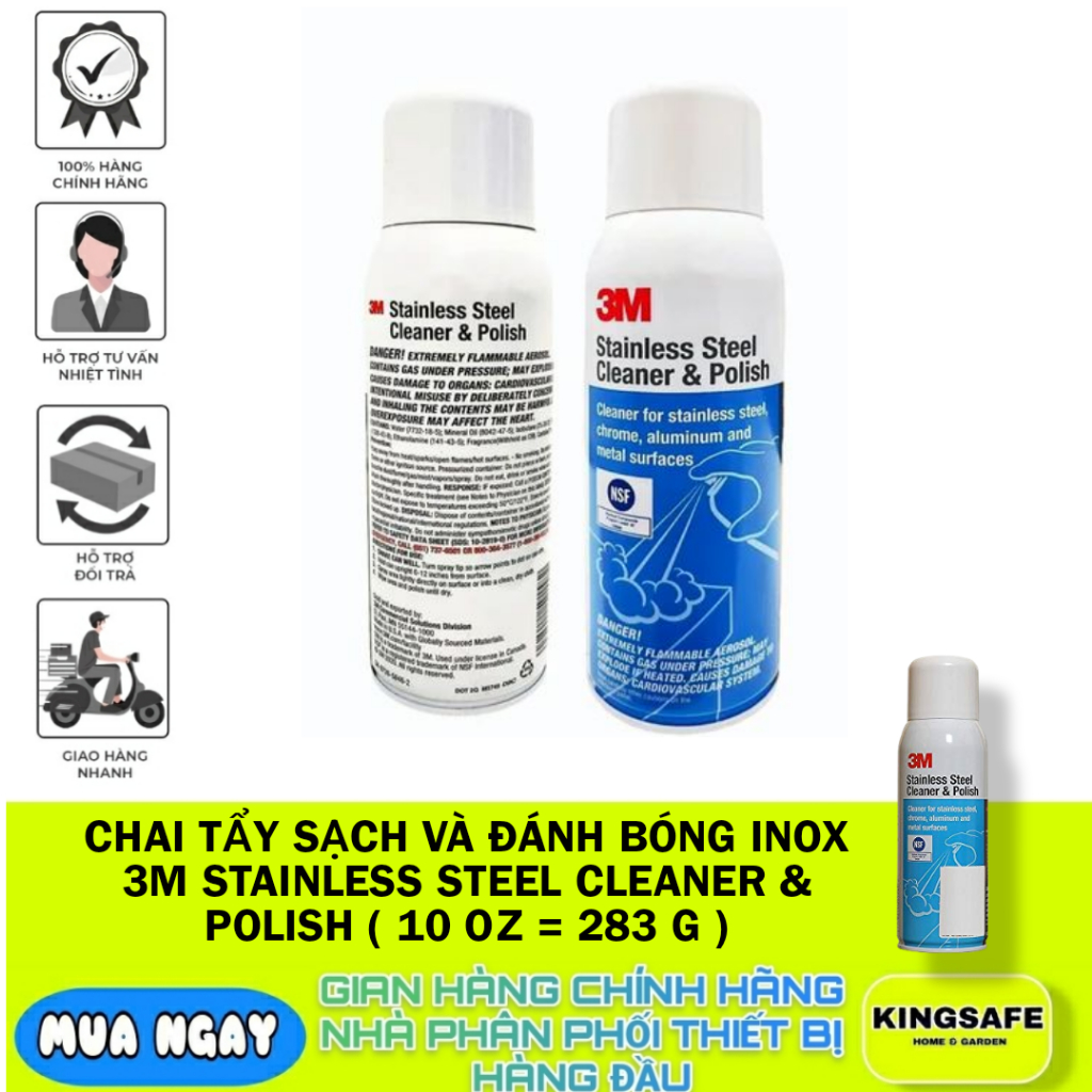 CHAI TẨY SẠCH VÀ ĐÁNH BÓNG INOX 3M STAINLESS STEEL CLEANER & POLISH