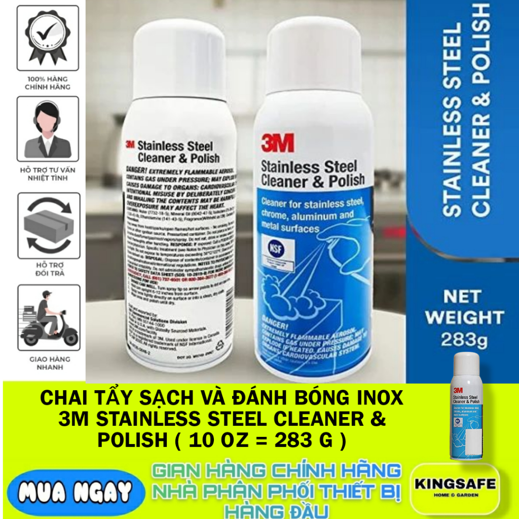 CHAI TẨY SẠCH VÀ ĐÁNH BÓNG INOX 3M STAINLESS STEEL CLEANER & POLISH