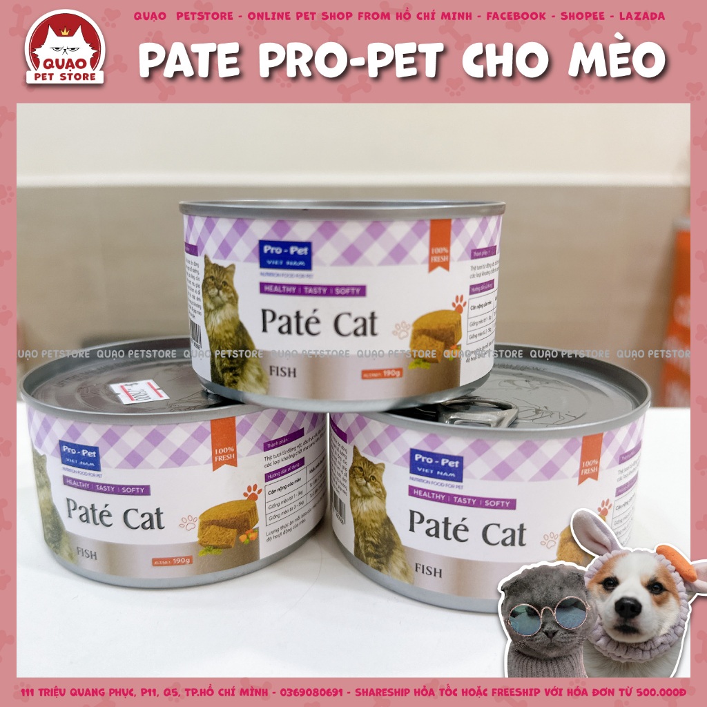 Pate Pro-Pet Pate Cat Việt Nam vị cá cho mèo 190g, thức ăn ướt cho mèo mọi lứa tuổi