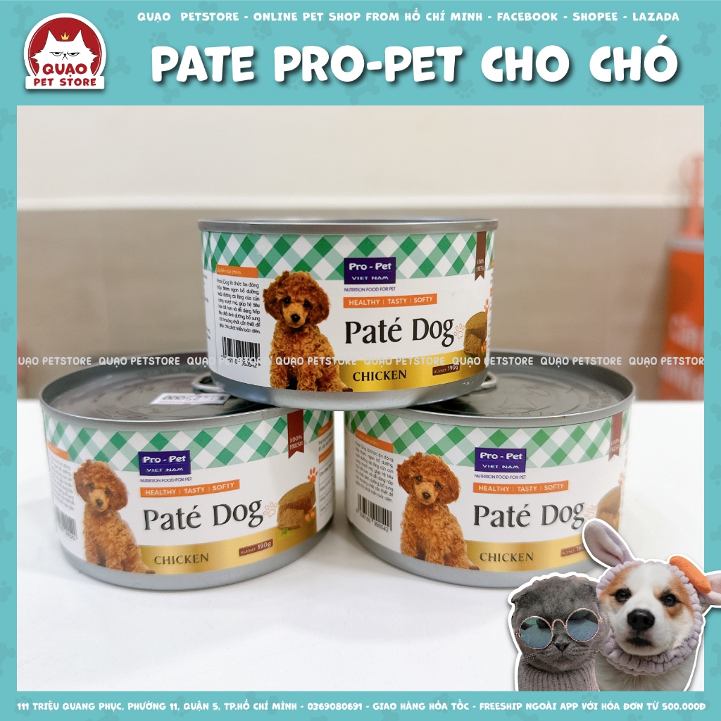 Pate Pro-Pet Pate Dog Việt Nam vị gà 190g, thức ăn ướt dinh dưỡng cho chó mọi lứa tuổi