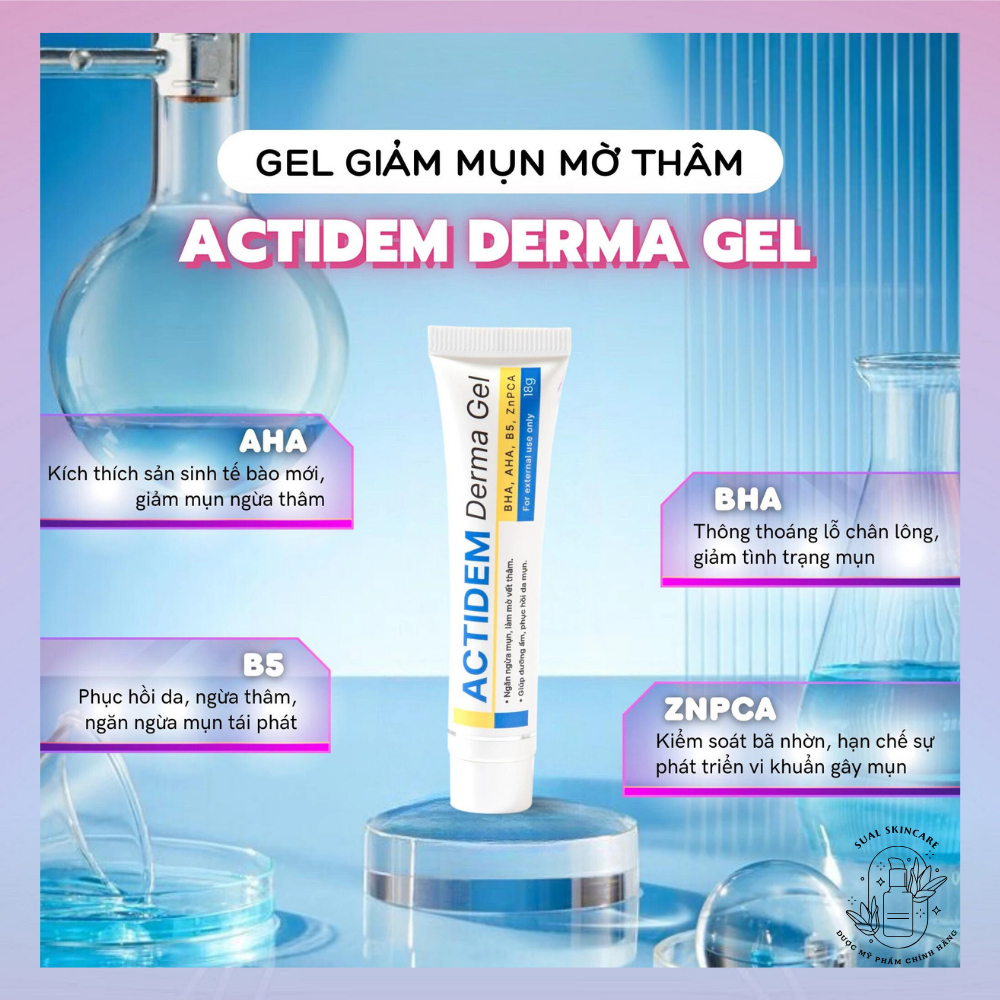 Actidem Derma Gel giảm mụn đầu đen, sợi bã nhờn, mụn ẩn ( 18g - 40g ) - Hàng công ty đủ tem - Sual Skincare