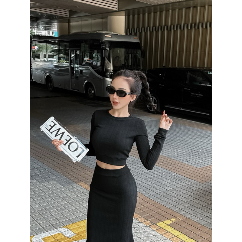 SÉT TIPBLU ÁO TAY DÀI + CHÂN VÁY - H05212