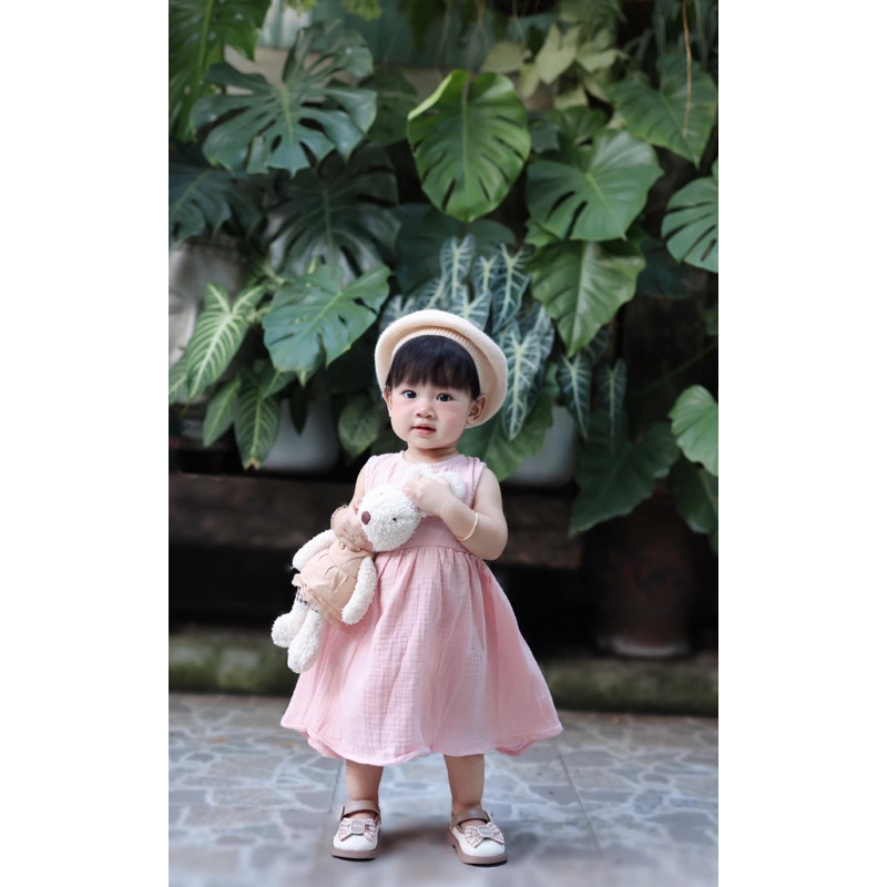 Đầm xô muslin cộc tay cho bé gái 1 đến 4 tuổi Đầm thiết kế Carrot Baby Clothes