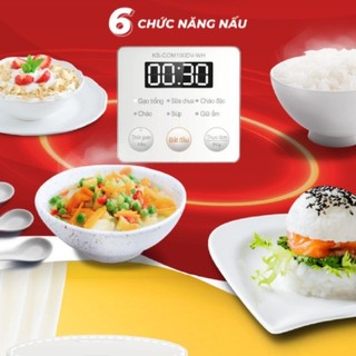 Nồi Cơm Điện Sharp KS-COM100DV-WH 1L 600W [Hẹn giờ, mâm nhiệt 3D, 6 chức năng nấu]