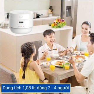 Nồi Cơm Điện Sharp KS-COM100DV-WH 1L 600W [Hẹn giờ, mâm nhiệt 3D, 6 chức năng nấu]