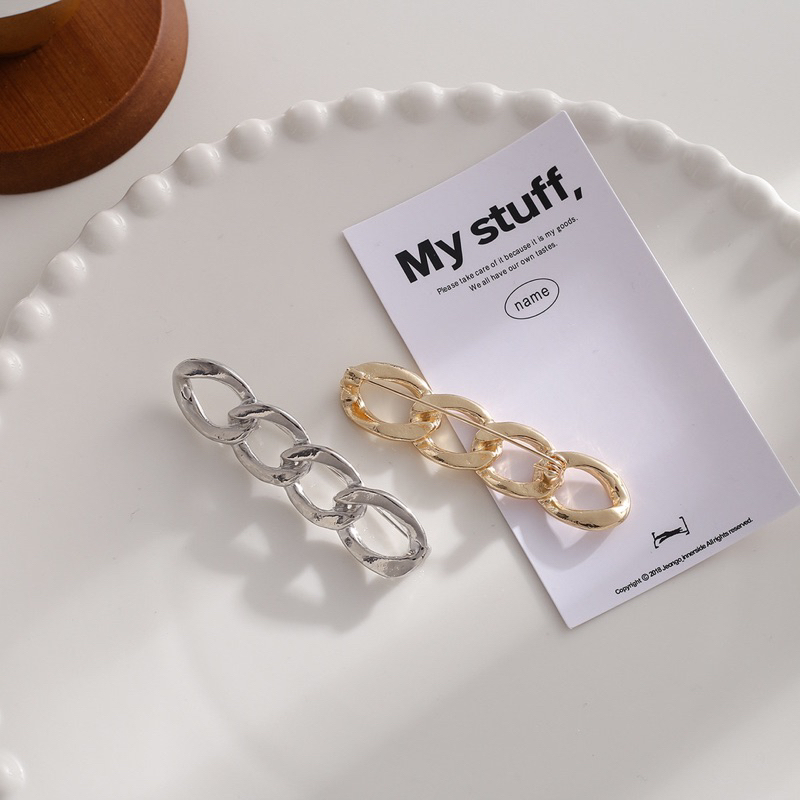 Ghim Cài Quần Áo Kiểu Chuỗi Xích Bằng Kim Loại Không Gỉ/ Phụ Kiện Thời Trang Nam Nữ Thông Minh Hàn Quốc Mẫu Mới 2024