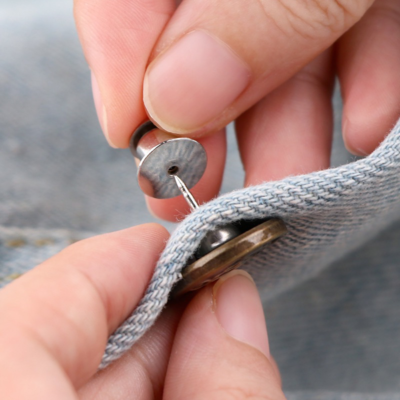 Nút cài quần jean bằng kim loại có thể tháo ra và điều chỉnh tiện lợi cho Nam Nữ