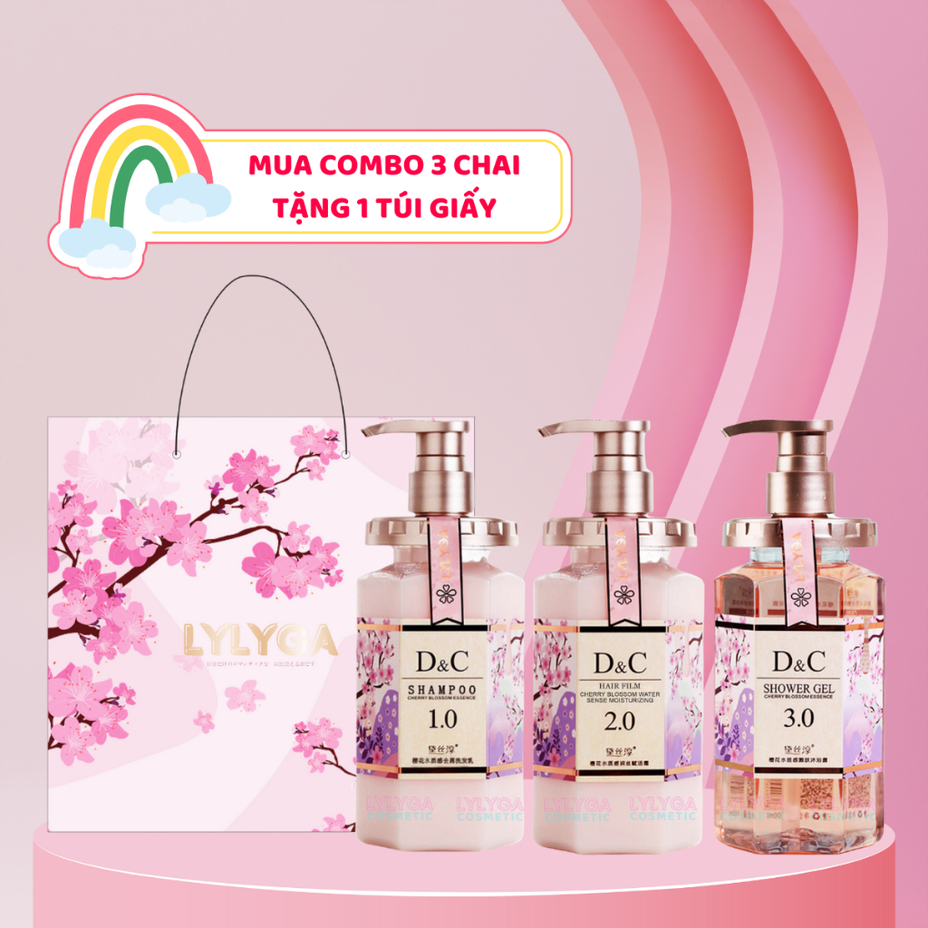 Sữa tắm hoa anh đào D&C 500ml dầu gội dầu xả DC. trẻ hóa sáng da dưỡng ẩm lưu hương lâu phục hồi hư tổn cho tóc ST04