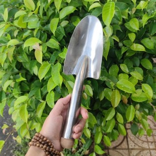 Xẻng inox bảng rộng 8cm dày 1mm xúc đất làm vườn bén chắc làm cỏ làm vườn thay đất