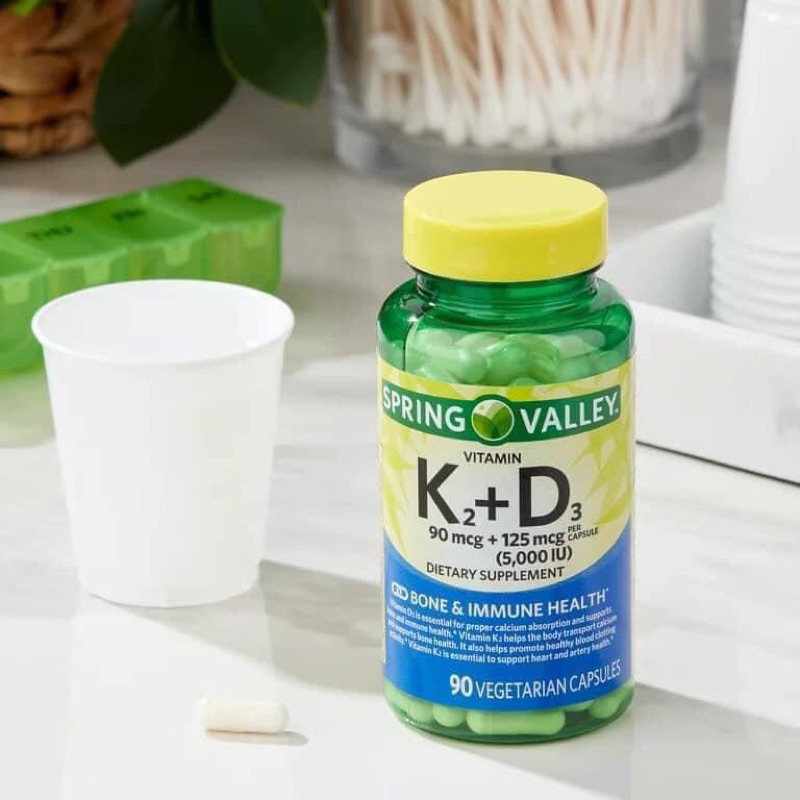 --- Viên uống bổ sung Vitamin K2 + D3 5000IU Bone &amp; Immune Health Spring Valley