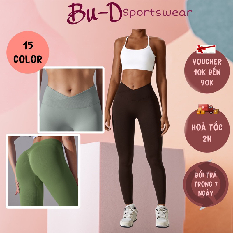 Quần dài thể thao tập gym,yoga nữ cạp V dệt kim(mã 627dai)