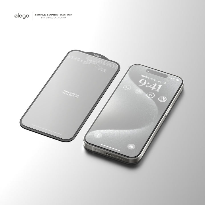 Kính Cường Lực Elago  Tempered Glass+ Screen Protector cho iPhone 15 15 Plus 15 Pro 15 Promax