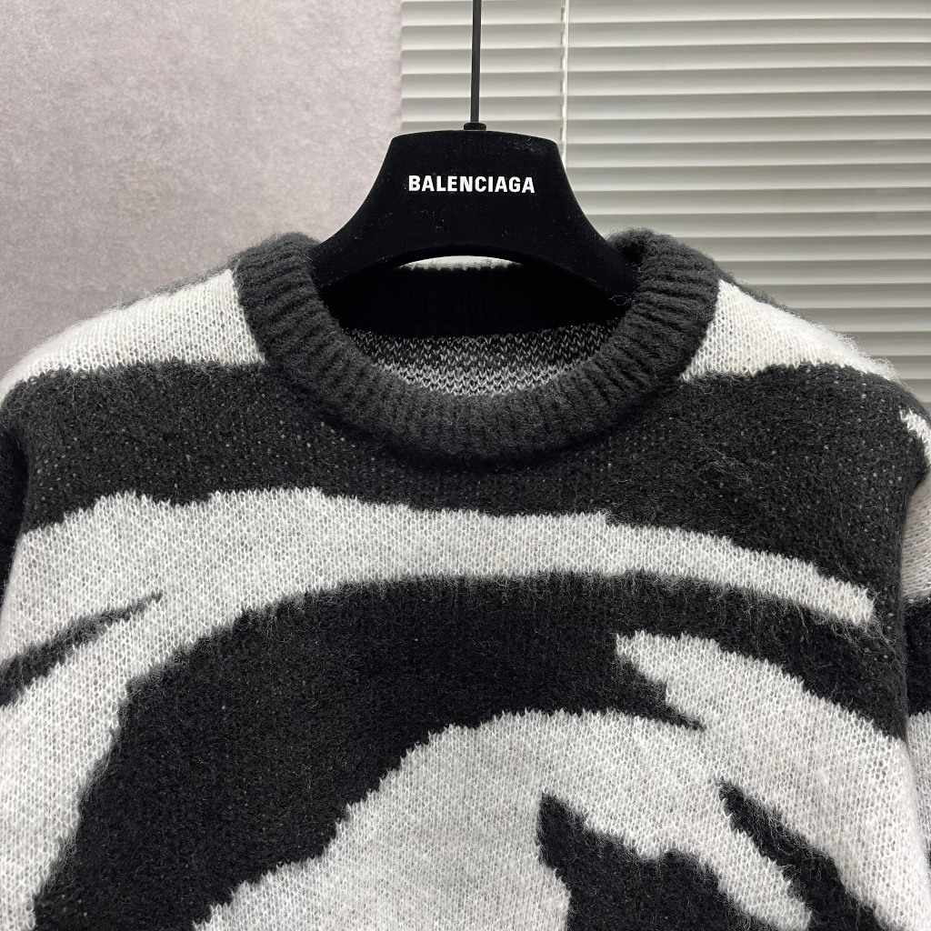 Áo sweater len nam nữ dệt hoạ tiết loang đen trắng khoang chất dày dặn cao cấp phong cách Unisex AN42P