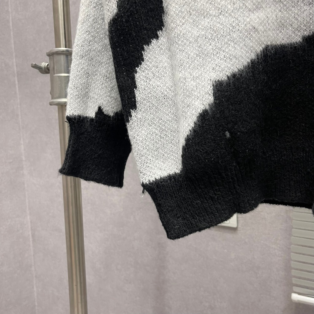 Áo sweater len nam nữ dệt hoạ tiết loang đen trắng khoang chất dày dặn cao cấp phong cách Unisex AN42P