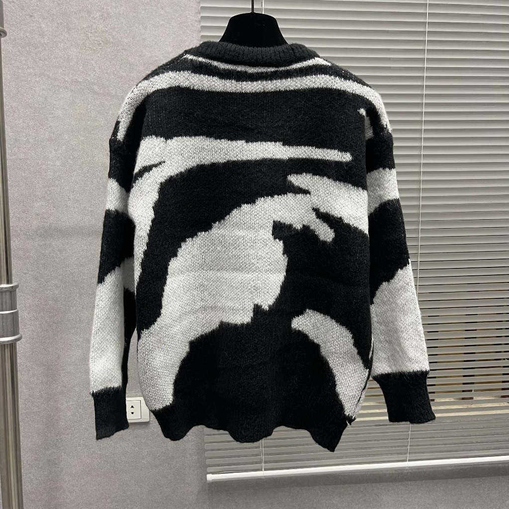 Áo sweater len nam nữ dệt hoạ tiết loang đen trắng khoang chất dày dặn cao cấp phong cách Unisex AN42P